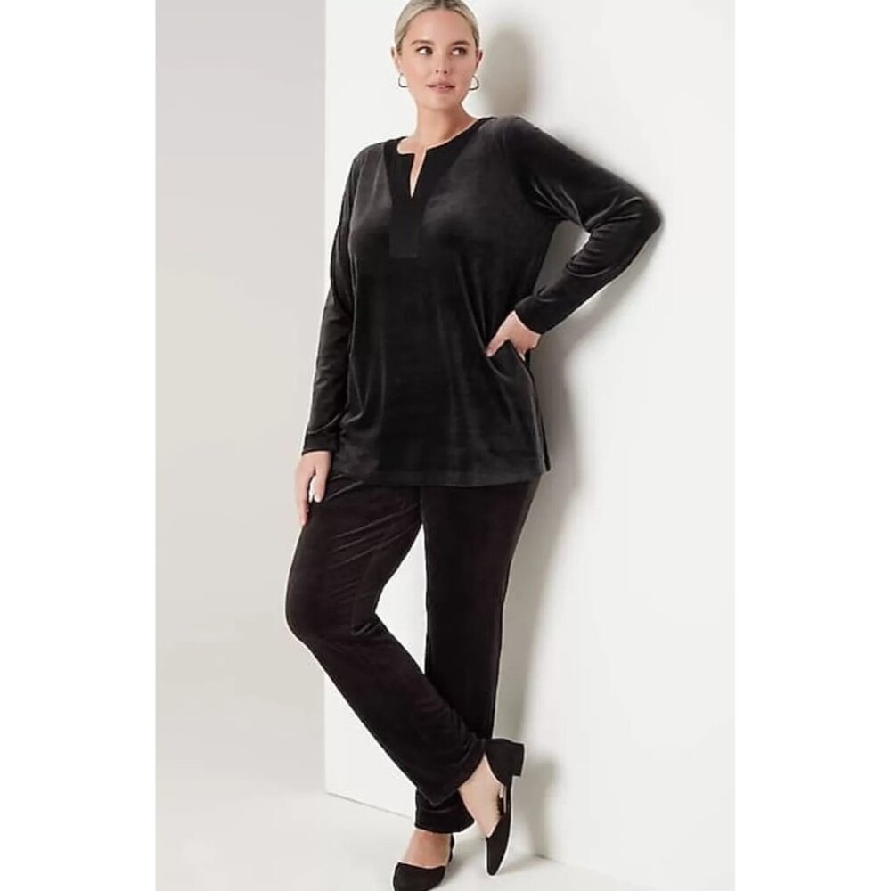 NWT J. Jill Womens Size XS Black Velvet V-Neck Pullover Tunic Top NEW - Picture 6 of 7